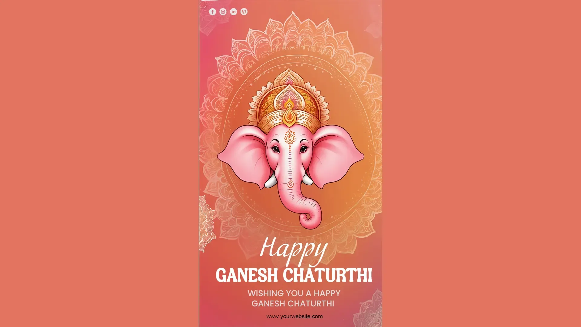 Festive Ganesh Chaturthi Instagram Card with Ornate Accents